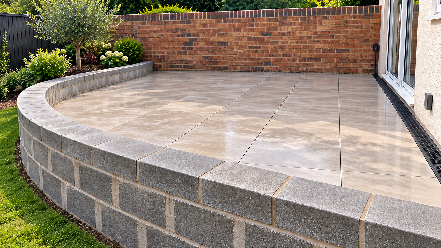Retaining wall construction for landscaped level changes