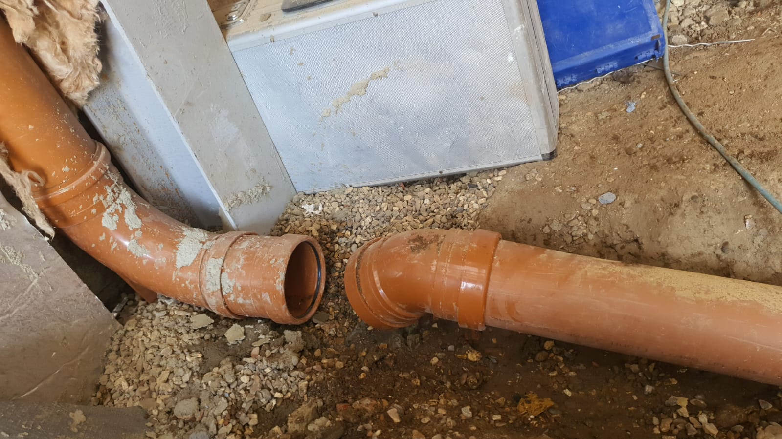 New underground foul and surface-water drainage connection